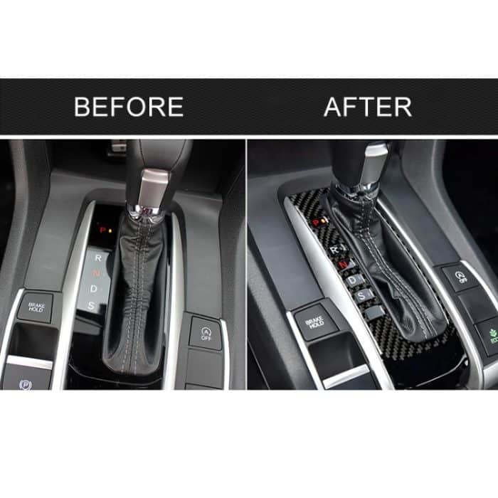 Auto Carbon Faser Zahnrad Position Knopfrahmen Dekorativer Aufkleber für Honda Zehnte Generation Civic 2016-2019, Linksantrieb – Bild 7