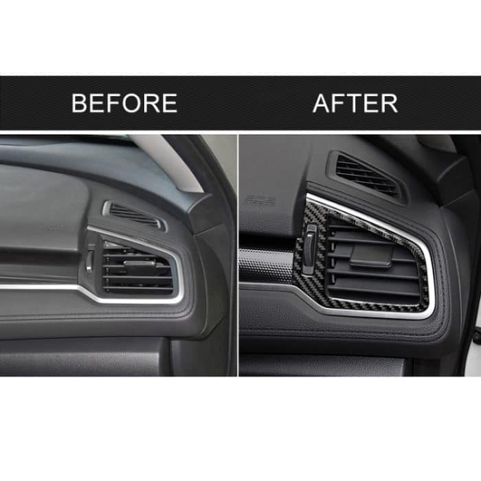 Auto Carbon Faser rechts und links Luftauslass dekorative Aufkleber für Honda Zehnte Generation Civic 2016-2019, Linksantrieb – Bild 7