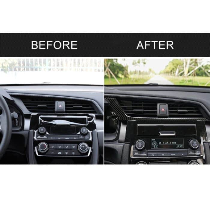 Auto Carbon Fiber Central Control Luftauslass unter dekorativem Aufkleber für Honda Tenth Generation Civic 2016-2019, Linksantrieb – Bild 7