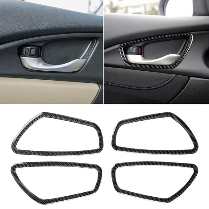 4 PCS Car Carbon Fiber Tür Innen Handgelenkrahmen Dekorativer Aufkleber für Honda Tenth Generation Civic 2016-2019 – Bild 1
