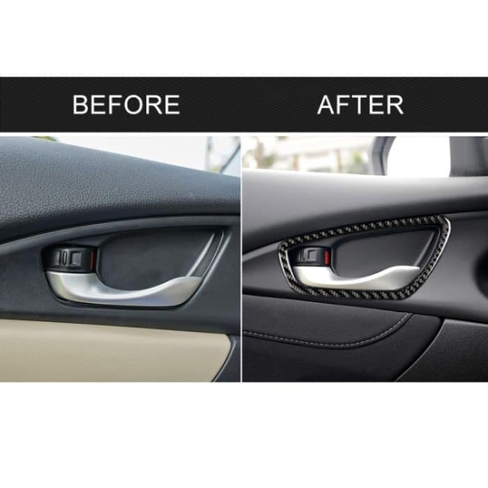 4 PCS Car Carbon Fiber Tür Innen Handgelenkrahmen Dekorativer Aufkleber für Honda Tenth Generation Civic 2016-2019 – Bild 7