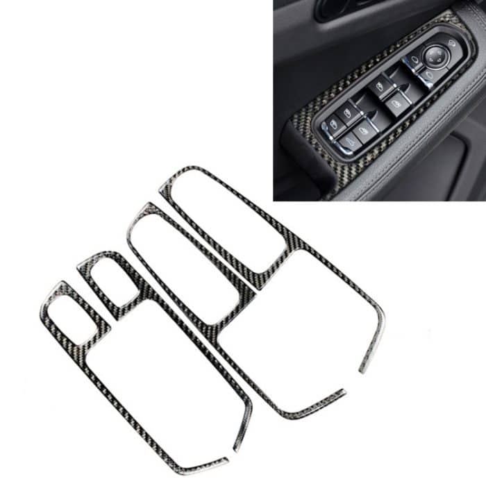 4 PCS Carbon Fiber Autofenster Button Panel Dekorativer Aufkleber für Porsche Macan – Bild 1