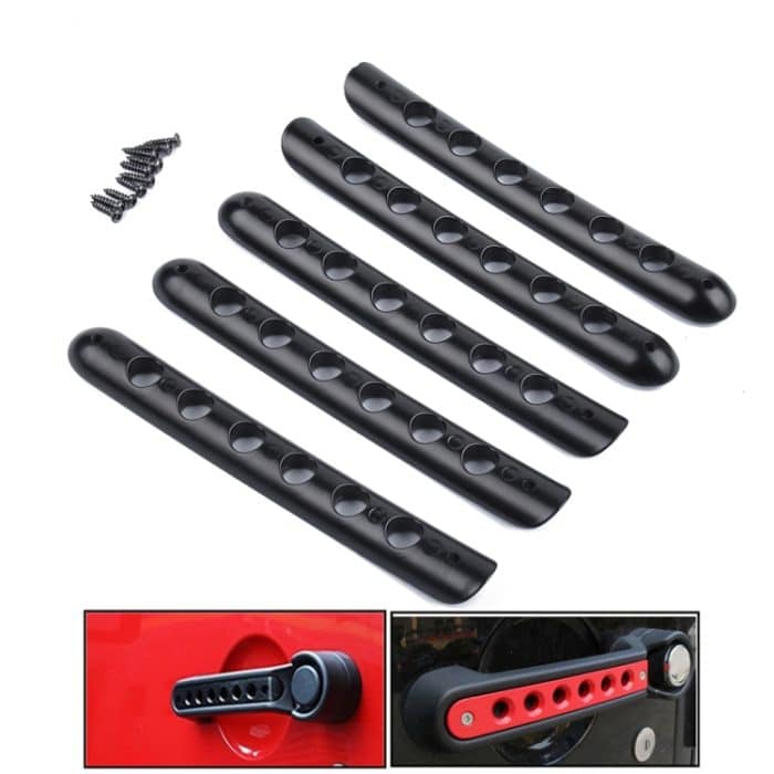 5 Stück Autogriffabdeckung Tür Aluminium Haltegriffabdeckung für Jeep Wrangler JK 4-Türer 2007–2017, 5 PCS(Black), 5 PCS(Red), 5 PCS(Silver) – Bild 1