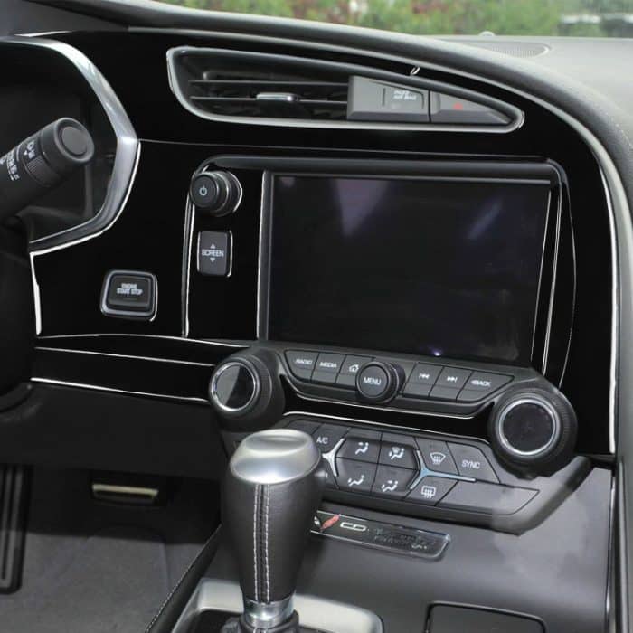 Für Chevrolet Corvette C7 2014–2019, Auto-Luftauslass + dekorativer Aufkleber für die Navigationsleiste, linker Antrieb – Bild 5