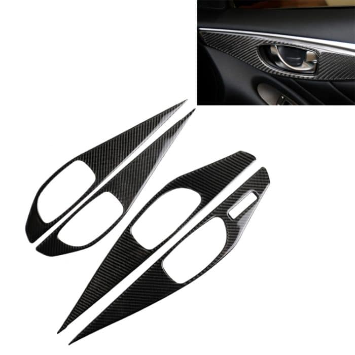 CRP2016.jpg 4 PCS Car Carbon Fiber Tür Innengriffverkleidung Dekorativer Aufkleber für Infiniti Q50, Linkslenker – Bild 1