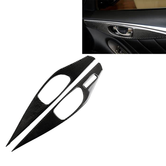 CRP2018.jpg 2 PCS Car Carbon Fibre Door Innengriffverkleidung Dekorativer Aufkleber für Infiniti Q60, linker Antrieb – Bild 1