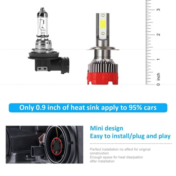 2 PCS EV18 H7 DC9-30V 20W 6000K 2500LM Auto-LED-Scheinwerferleuchten – Bild 5