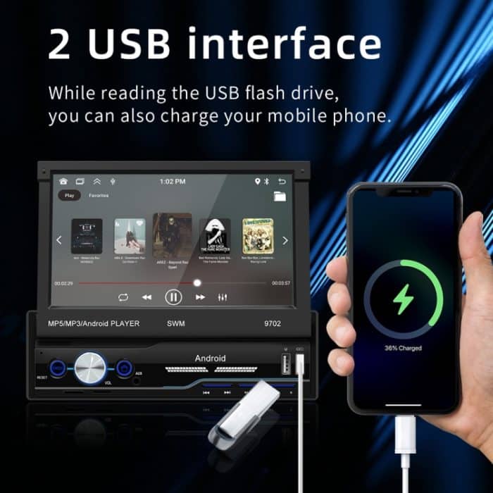 SWM 9702 Auto HD 7 Zoll Android Radio Empfänger MP5 Player, Unterstützung FM & Bluetooth & GPS & WiFi – Bild 16