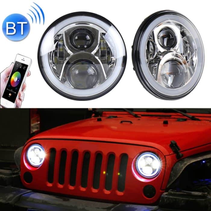 2 PCS 7 Zoll DC12V 6000K-6500K 50W Auto-LED-Scheinwerfer-Cree-Lampenperlen für Jeep Wrangler / Harley, unterstützt APP + Bluetooth-Steuerung, DC12V 6000K-6500K 50W – Bild 1