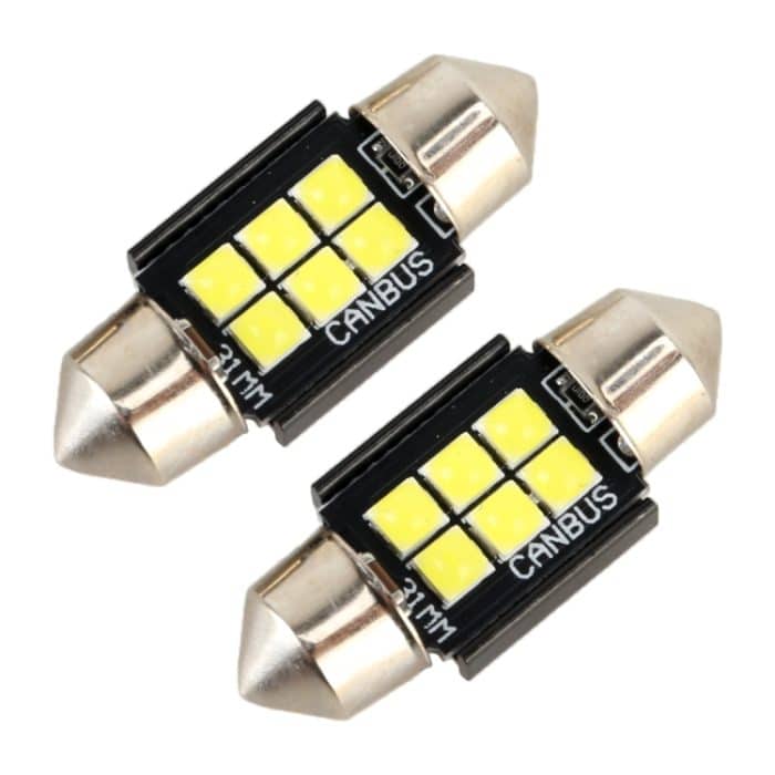 2 PCS 31mm DC12V / 2,5W / 6000K / 170LM 6LEDs SMD-3030 Auto-Leselampe Kuppellampe – Bild 2