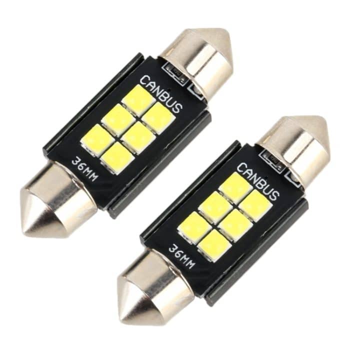2 PCS 36 mm DC12V / 2,5W / 6000K / 170LM 6LEDs SMD-3030 Auto-Leselampe Dome Light – Bild 2