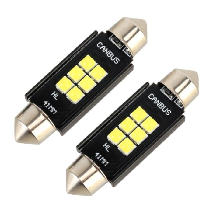 2 PCS 41 mm DC12V / 2,5W / 6000K / 170LM 6LEDs SMD-3030 Auto-Leselampe Dome Light – Bild 2