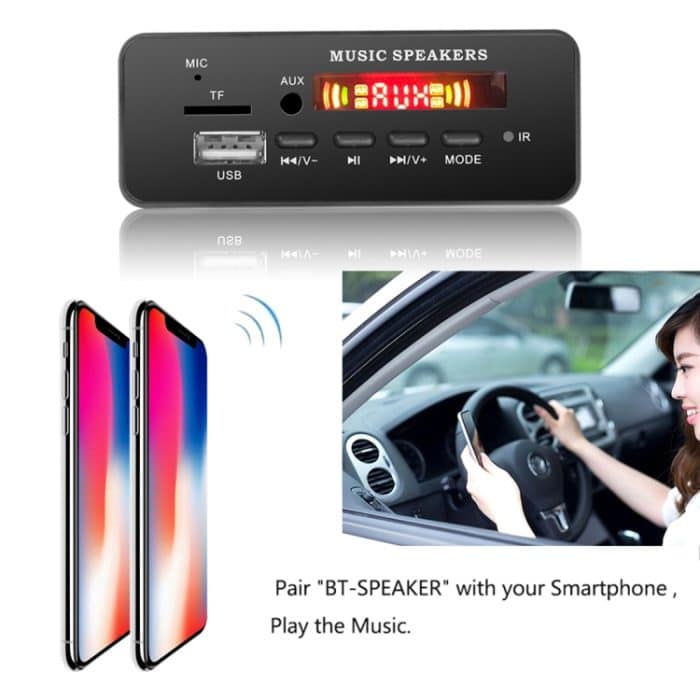 Auto 12V 2x3W Audio MP3-Player Decoder Board FM-Radio TF USB 3,5 mm AUX, mit Bluetooth & Aufnahmefunktion und Fernbedienung – Bild 6