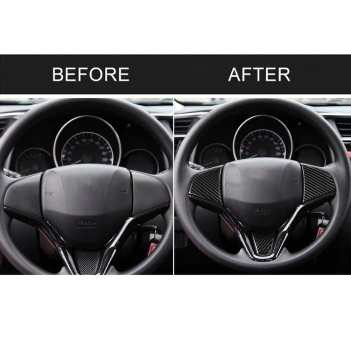 3 in 1 Auto Carbon Lenkradknopf Dekorativer Aufkleber für Honda Fit, Links- und Rechtsantrieb Universal – Bild 7