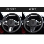 3 in 1 Auto Carbon Faser Tricolor Lenkradknopf Dekorativer Aufkleber für BMW 5er G30 X3 G01, Links- und Rechtsantrieb Universal – Bild 7