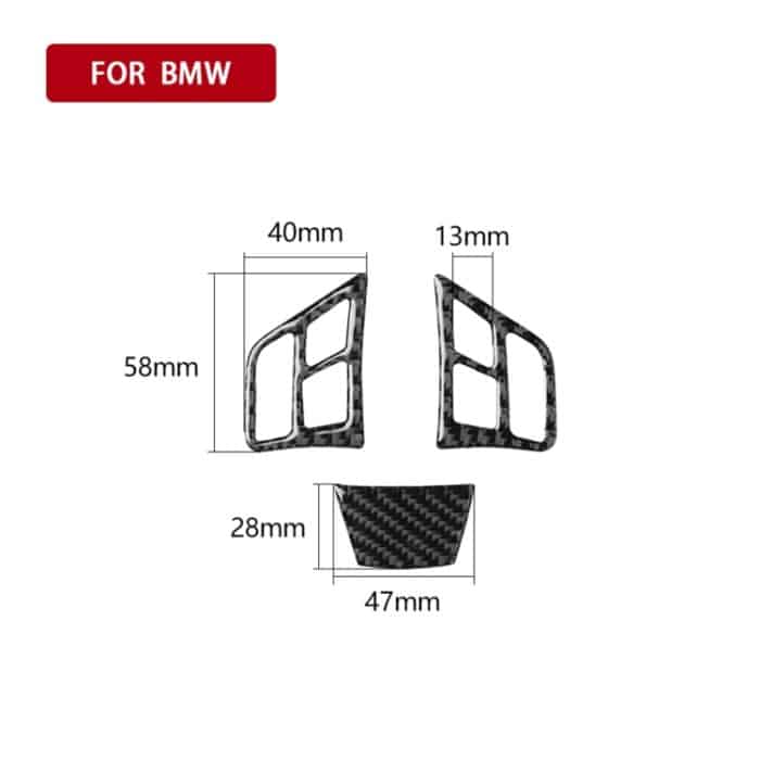 3 in 1 Auto Carbon Faser Einfarbig Lenkradknopf Dekorativer Aufkleber für BMW 3er E90 2005-2012, Links- und Rechtsantrieb Universal – Bild 5