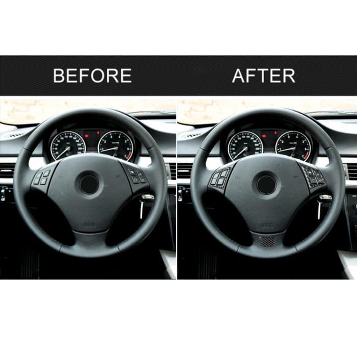 3 in 1 Auto Carbon Faser Einfarbig Lenkradknopf Dekorativer Aufkleber für BMW 3er E90 2005-2012, Links- und Rechtsantrieb Universal – Bild 7