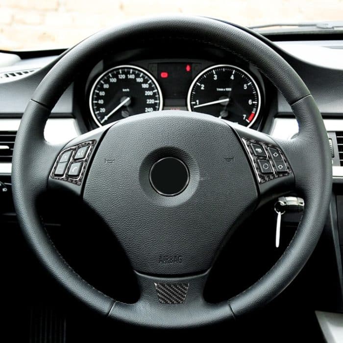 3 in 1 Auto Carbon Faser Einfarbig Lenkradknopf Dekorativer Aufkleber für BMW 3er E90 2005-2012, Links- und Rechtsantrieb Universal – Bild 8