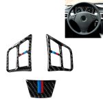 3 in 1 Auto Carbon Faser Tricolor Lenkradknopf Dekorativer Aufkleber für BMW 3er E90 2005-2012, Links- und Rechtsantrieb Universal