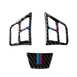 3 in 1 Auto Carbon Faser Tricolor Lenkradknopf Dekorativer Aufkleber für BMW 3er E90 2005-2012, Links- und Rechtsantrieb Universal – Bild 2