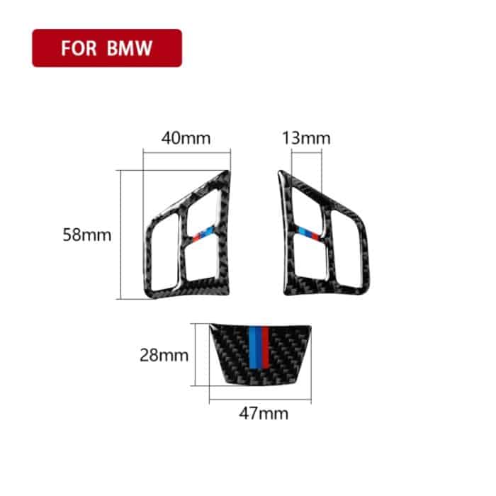 3 in 1 Auto Carbon Faser Tricolor Lenkradknopf Dekorativer Aufkleber für BMW 3er E90 2005-2012, Links- und Rechtsantrieb Universal – Bild 5