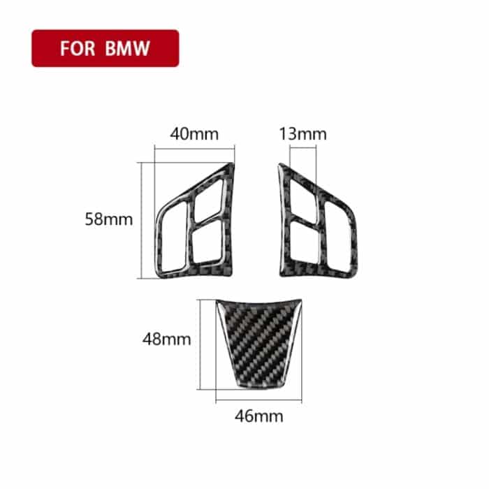 3 in 1 Auto Carbon Faser Einfarbig Lenkradknopf Dekorativer Aufkleber für BMW 3er E90 2005-2012, Links- und Rechtsantrieb Universal – Bild 5