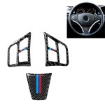 3 in 1 Auto Carbon Faser Tricolor Farbe Lenkradknopf Dekorativer Aufkleber für BMW 3er E90 2005-2012, Links- und Rechtsantrieb Universal
