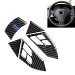 5 in 1 Auto Carbon Faser Tricolor Lenkradknopf Dekorativer Aufkleber für BMW 5er E60 2004-2010, Links- und Rechtsantrieb Universal