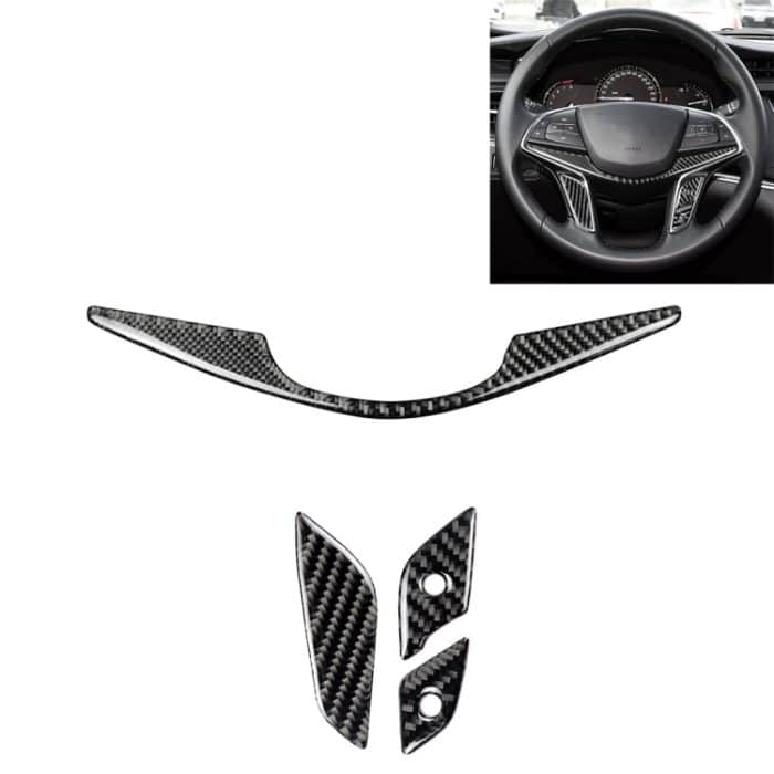 4 in 1 Auto Carbon Lenkradknopf Dekorativer Aufkleber für Cadillac xt5 2016-2017, Links- und Rechtsantrieb Universal – Bild 1
