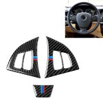 3 in 1 Auto Carbon Faser Tricolor Lenkradknopf Dekorativer Aufkleber für BMW E70 2008-2013 X5, Links- und Rechtsantrieb Universal