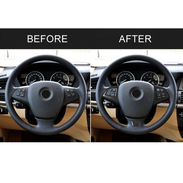 3 in 1 Auto Carbon Faser Einfarbig Lenkradknopf Dekorativer Aufkleber für BMW E70 2008-2013 X5, Links- und Rechtsantrieb Universal – Bild 7
