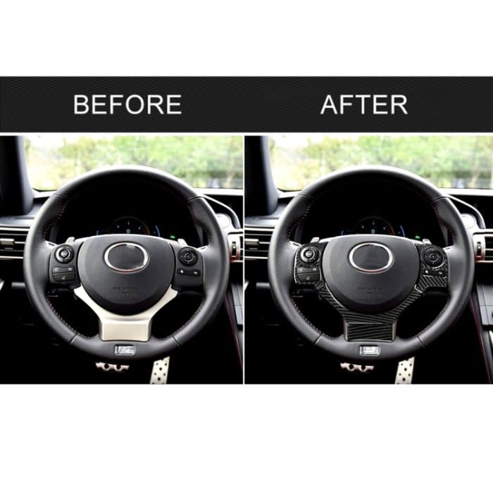 4 in 1 Auto Carbon Lenkradknopf dekorative Aufkleber für Lexus IS250 NX200 200t 300h, Links- und Rechtsantrieb Universal – Bild 7