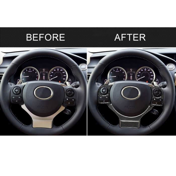 4 in 1 Auto Carbon Lenkradknopf dekorative Aufkleber für Lexus IS250 NX200 200t 300h, Links- und Rechtsantrieb Universal – Bild 7