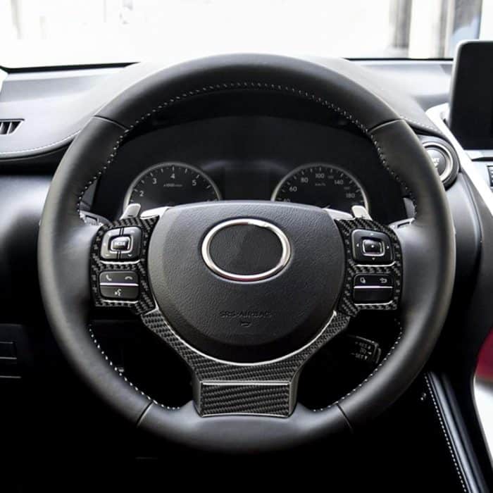 4 in 1 Auto Carbon Lenkradknopf dekorative Aufkleber für Lexus IS250 NX200 200t 300h, Links- und Rechtsantrieb Universal – Bild 8