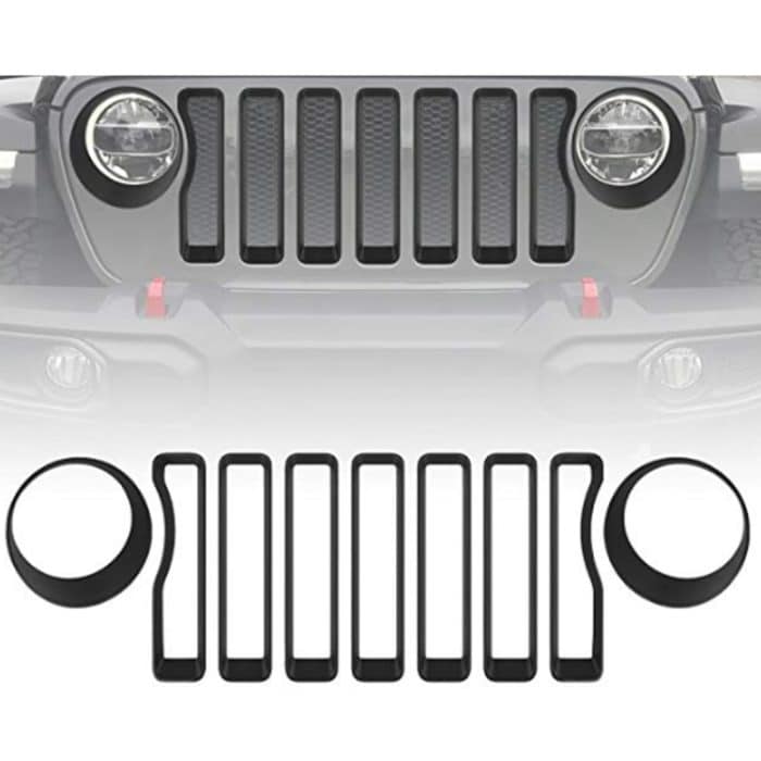 CRP2407B.jpg Auto-Gittergitter-Grilleinsatz + Scheinwerfer-Blinker-Abdeckungsblende für Jeep Wrangler JL 2018–2019 – Bild 1