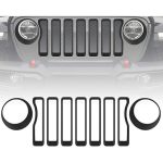 Auto-Gittergitter-Grilleinsatz + Scheinwerfer-Blinker-Abdeckungsblende für Jeep Wrangler JL 2018–2019 – Bild 5