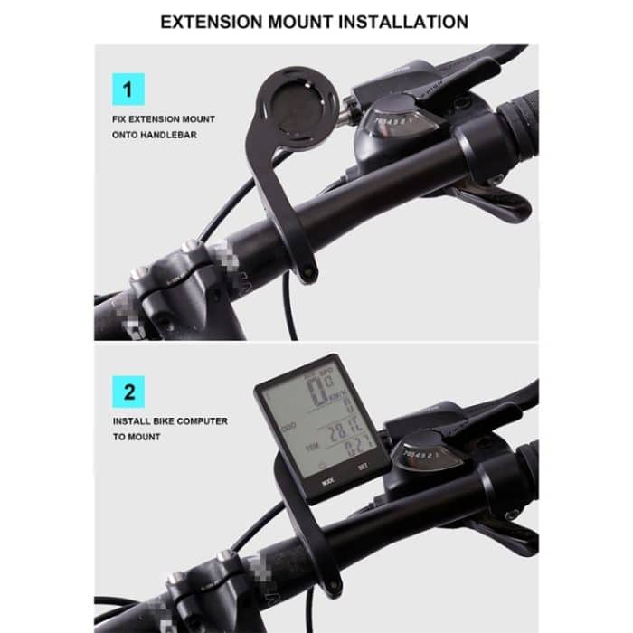 2,8 Zoll Englisch Wireless Waterproof Cycle Computer LCD-Kilometerzähler Tachometer mit Verlängerungshalter – Bild 15