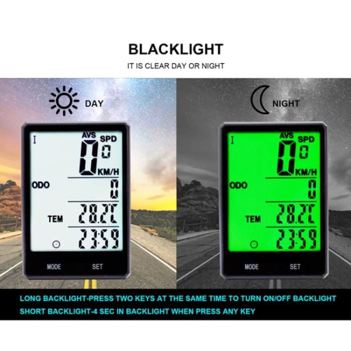 2,8 Zoll Englisch Wireless Waterproof Cycle Computer LCD-Kilometerzähler Tachometer mit Verlängerungshalter – Bild 9