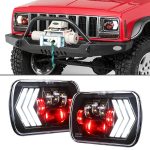 2 PCS 5X7 Zoll Car Modified Red Hintergrund LED Square Scheinwerfer für Jeep Wrangler