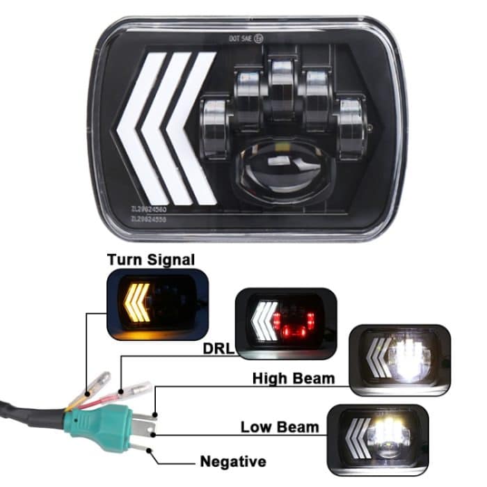 2 PCS 5X7 Zoll Car Modified Red Hintergrund LED Square Scheinwerfer für Jeep Wrangler – Bild 5