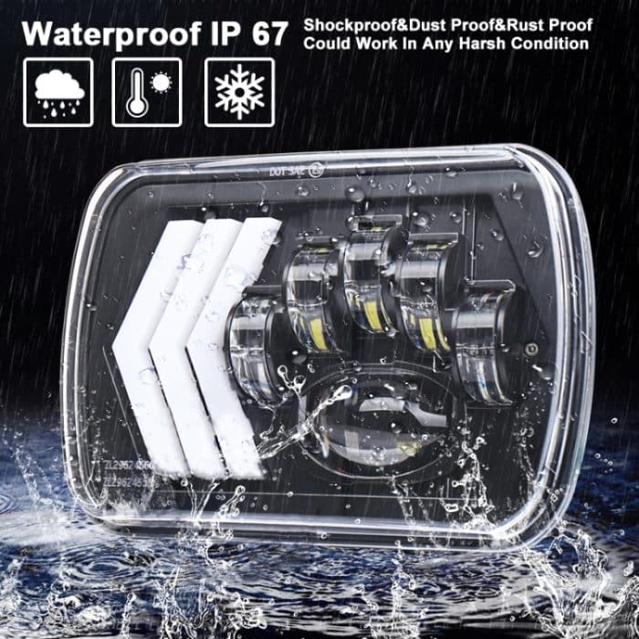 2 PCS 5X7 Zoll Car Modified Red Hintergrund LED Square Scheinwerfer für Jeep Wrangler – Bild 6