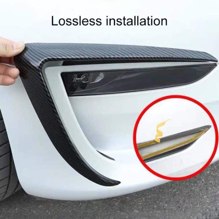 2 PCS Auto Lampe Augenbraue dekorative Aufkleber Nebelscheinwerfer Rahmen für Tesla Model 3, For Tesla Model 3(Black), For Tesla Model 3 – Bild 4