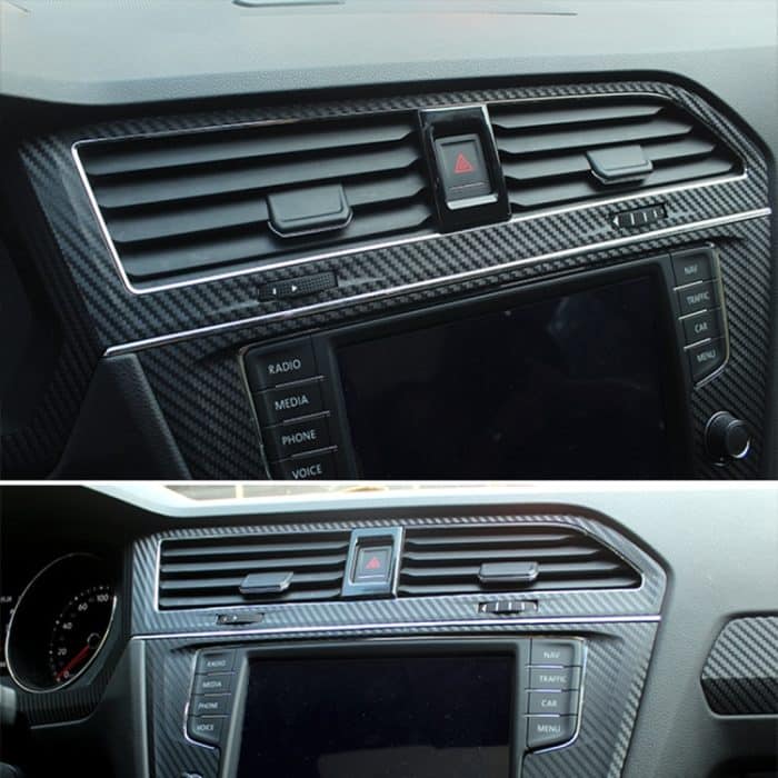 Auto Carbon Fiber Central Control Luftauslassrahmen Dekorativer Aufkleber für Volkswagen Tiguan L. – Bild 6