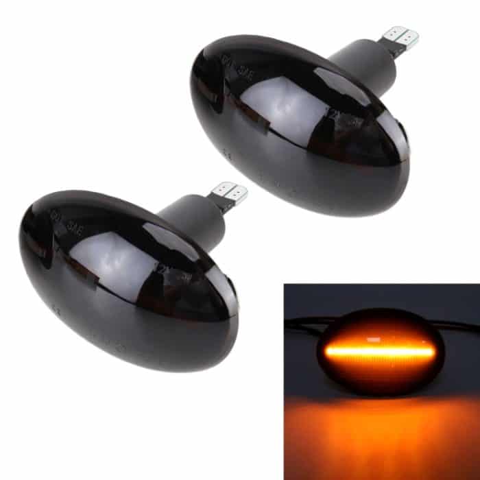 2 PCS DC12V / 3W Auto LED Dynamische Blinker Seitenlichter Fließendes Wasser Blinker Licht für BMW Mini Cooper, Bernsteinfarbenes Licht, For BMW Mini Cooper (Black), For BMW Mini Cooper – Bild 1