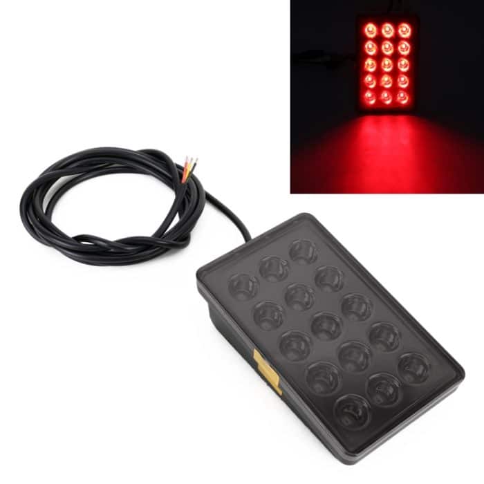 DC12V 1W Auto Quadratisches Highlight Bremslicht Rückfahrlicht mit 15LEDs SMD-3528, Square (Black), Square (Red), Square (Transparent) – Bild 1