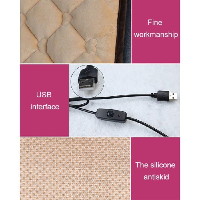 Auto-USB-Sitzheizung, Kissenwärmer, Winterbeheizte warme Matte, Stil: quadratisch, Square (Black), Square (Coffee), Square (Beige), Square (Red) – Bild 2