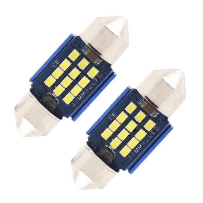 2 stücke 31mm DC12-24V / 1W / 6000K / 60LM 12LEDs SMD Auto Lesen Lampe Dome Licht – Bild 1