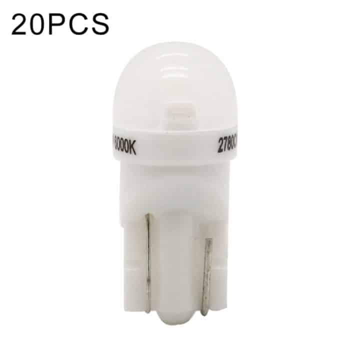 20 PCS T10 DC12V / 0,25 W / 6500K / 20LM Auto-Rundkopf-Plug-in-Blasenleselampe mit 1LEDs SMD-3030-Lampen – Bild 1