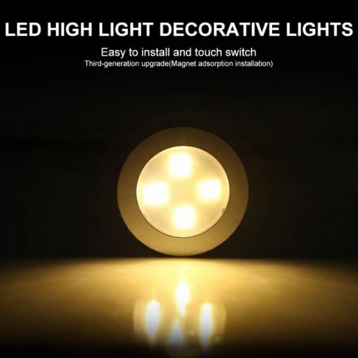 R-1633 4,5 V / 0,3 W 4 LEDs Auto Innenkuppelleuchte LED Touch Nachtlicht, 4 LEDs (Gold), 4 LEDs(Silver) – Bild 8