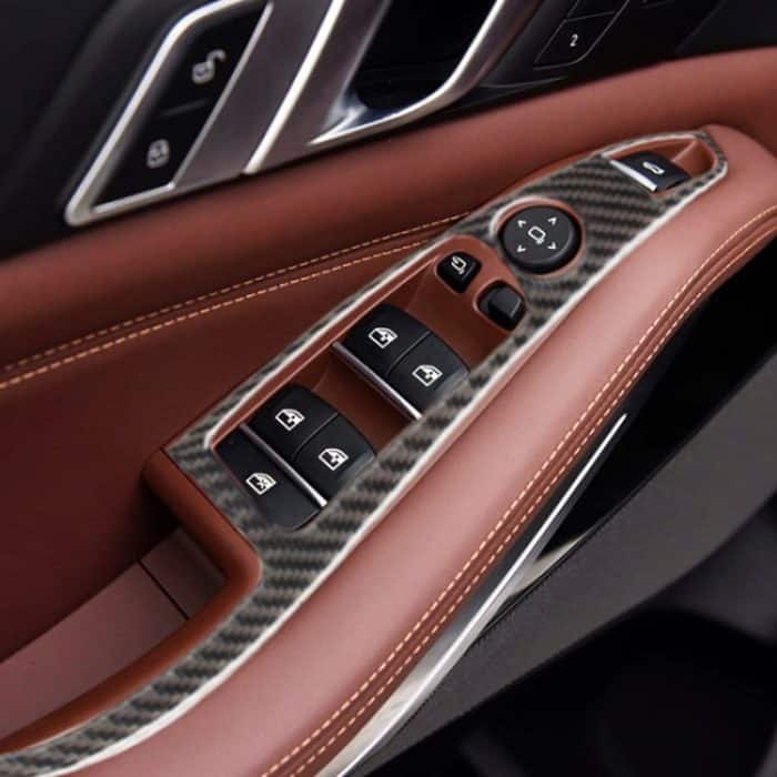4 PCS Car Carbon Fiber Window Lift Button Dekorativer Aufkleber für BMW X5 2020 – Bild 4